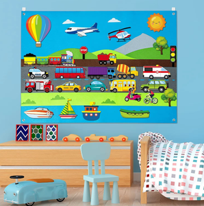 Pour l'éducation précoce des enfants transfrontalière : Pack de <span class=keywords><strong>jeu</strong></span> en feutre 3D DIY, Tableau d'activités 104x75cm, Thème Ferme - Product Image 5