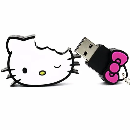 PVC yeni toptan sevimli <span class=keywords><strong>Hello</strong></span> Kitty USB Flash sürü<span class=keywords><strong>c</strong></span>ü 4gb 8gb 16gb 32gb 64gb Flash kart Kitty kedi USB sopa karikatür Kitty U Disk