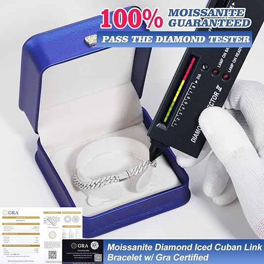 mens moissanite jewelry 925 silver