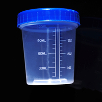 LDPE 60ml 100mL 120ml Desechable laboratorio estéril prueba de orina taza contenedor taza de muestra con aguja