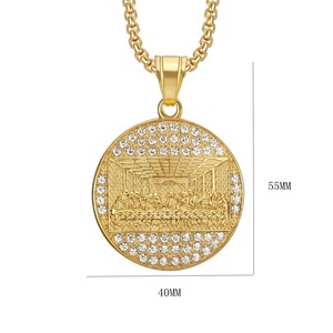 Vente en gros de collier avec pendentif en <span class=keywords><strong>diamant</strong></span> <span class=keywords><strong>treize</strong></span> croix Hiphop Last Supper pour hommes bijoux en acier inoxydable avec pierre de zircon - Product Image 4