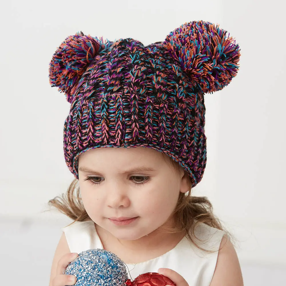 Stock di fabbrica all'ingrosso cappello per bambini caldo beanie knit winter toddler cappelli girl boys pom pom beanie cappelli