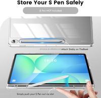 Étui intelligent transparent en cuir PU pour tablette avec support pour stylet, antichoc, étanche, magnétique et fonction veille automatique pour tablette