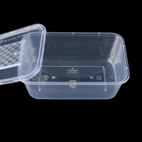 Récipient en plastique transparent jetable rectangulaire de 750ml avec couvercle Récipient alimentaire micro-ondable
