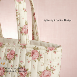 Conjunto de Bolsos Royal Fair Personalizados con Estampado de Rosas Rosadas Vintage, Bolso Tote de Algodón Acolchado, Bolso de Maquillaje con Volantes, Estilo Coquette para Mujer - Product Image 3