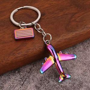 Bán buôn 3D cổ điển kim loại Keychain thời trang hàng không dân dụng Máy bay hoạt hình máy bay mô hình với Carabiner cho các phím hoặc túi - Product Image 3