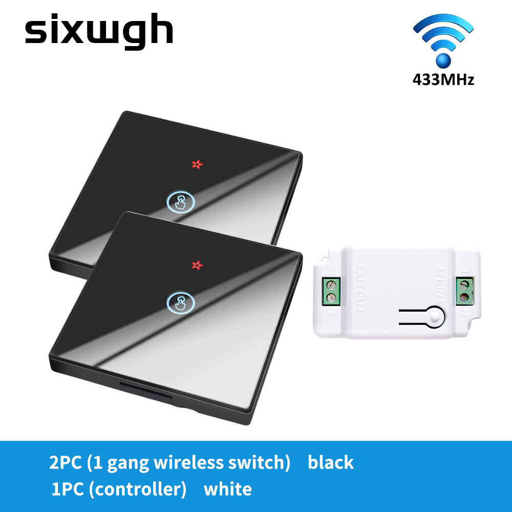 Wireless Touch Wall Switches Sets RF433 1gang Luxury Glass Panel Remote Control Switch