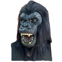 Masque d'animal en latex écologique de dessin animé singe de la forêt noire pour Halloween et les fêtes