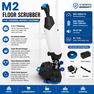 เครื่องขัดพื้นแบบตั้งตรงไร้สาย M2 I-Mop Alternative พร้อมแปรงคู่ แบตเตอรี่ 36V สำหรับสำนักงานและโรงแรม - Product Image 6