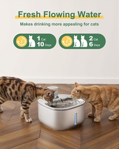 Fontaine à eau automatique pour animaux de compagnie, 3,2 L, en acier inoxydable, fonctionnant sur piles, pour l'intérieur et l'extérieur - Product Image 2