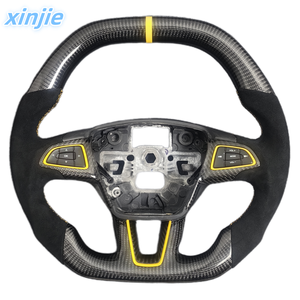 Volant en fibre de carbone personnalisé pour <span class=keywords><strong>Ford</strong></span> <span class=keywords><strong>Focus</strong></span> <span class=keywords><strong>MK3</strong></span> 2015 2016 <span class=keywords><strong>2017</strong></span> MK4 <span class=keywords><strong>ST</strong></span> RS Accessoires d'intérieur de voiture Volant - Product Image 2