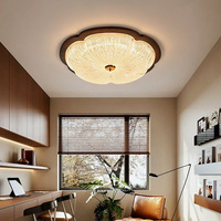 Plafonnier festonné, cadre en bois de noyer en forme de fleur, LED à intensité variable, pour chambre et salon