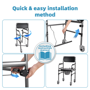 Tecforcare Chaise <span class=keywords><strong>de</strong></span> toilette avec roulettes pour personnes âgées handicapées Chaise <span class=keywords><strong>de</strong></span> douche pliable avec commode - Product Image 2