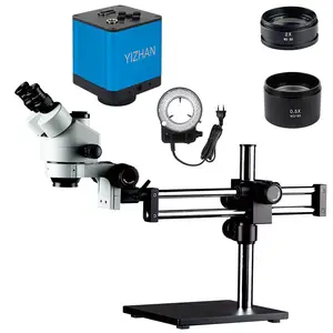 3.5X-90X riparazione LCD nuovo Design microscopio Stereo trinoculare assemblaggio in vetro ottico con microscopio didattico con luce ad anello a LED