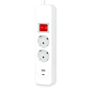 2 Outlets Europe standard overload protection extension socket with 2 USB