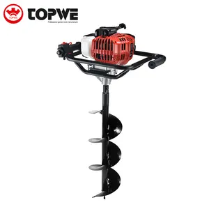 TOPWE Nouveau design Tarière à essence à essence 3 bits 2 temps Post Hole Digger Forer Ground Drill