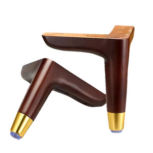 Patas de Muebles de Roble Macizo de Tres Brazos, Color Nogal, Estilo Antiguo, Soporte de Madera para Sofá, Mesa de Centro, Mueble para TV - Product Image 1