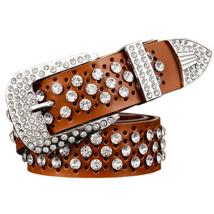 Ceinture <span class=keywords><strong>en</strong></span> cuir pour femme punk vintage pleine ceinture <span class=keywords><strong>en</strong></span> strass avec boucle <span class=keywords><strong>en</strong></span> alliage matériau <span class=keywords><strong>en</strong></span> peau de vache inspiré par Simon BB - Product Image 5