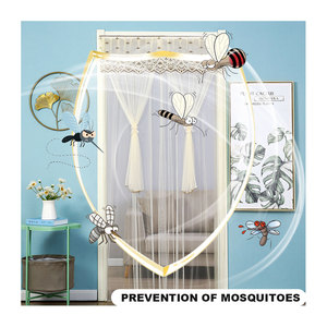 Rideaux plissés vintage en voile pour portes françaises avec occultation totale, anti-moustiques et utilisables toute l'année – Aucun perçage requis - Product Image 2