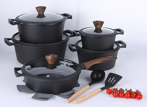 Fabrika Doğrudan Satış Döküm Alüminyum Klasik Yapışmaz 15 Parça Tencere Tava Seti İndüksiyonlu Ocaklar İçin Uygun Minimum Sipariş Adedi 2 Set Yemek Pişirmek İçin - Product Image 2