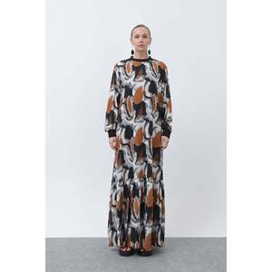 Robe à col côtelé et motifs pour femme - 12606ELB - CAMEL - Product Image 2