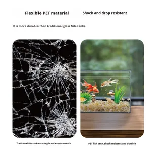 Aquarium van acryl met hoge helderheid - glazen look met deksel, voor goudvis, <span class=keywords><strong>betta</strong></span> en kleine vissen - Product Image 4