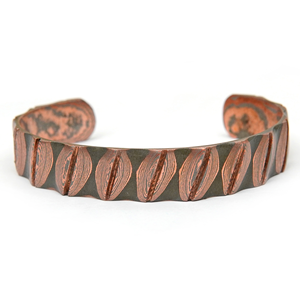 Antique <b>Copper</b> Plated Cuff Bracelet Geometric Pattern Wide <b>Bangle</b> Unisex Vintage Style Jewelry - Product Image 1