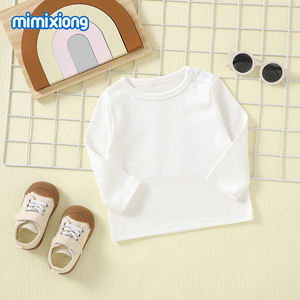 2023 primavera bambino felpa <span class=keywords><strong>top</strong></span> boutique manica lunga girocollo t-shirt bambino solido bianco abbigliamento per bambini per bambino - Product Image 2