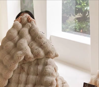 Manta de Terciopelo de Imitación de Piel de Conejo Estilo Toscana, de Doble Cara, Gruesa, Estilo Nórdico, para Todas las Estaciones, para Siesta en la Oficina y Cubierta de Sofá