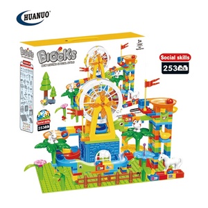 253 piezas de juguetes de bloques de construcción con pista de bolas, DIY, con temática de noria y pista de zoológico, juego de carreras de canicas para niños - Product Image 4