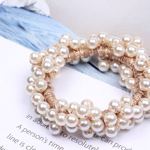 Ikat Rambut Mutiara Elastis Desainer Grosir untuk Anak Perempuan & Wanita dengan Gaya Eropa & Amerika <span class=keywords><strong>3</strong></span> Warna - Product Image 5