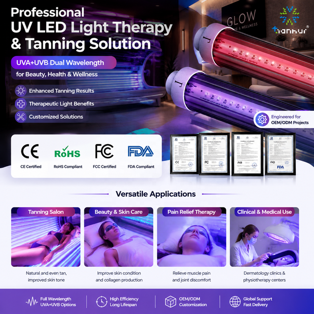 Light Therapy Skin Tanning Lamps Tube Panel Blue Red IR 365 310 308nm UVA UVB LEDs Suitable for Full Body and Facial Treatments