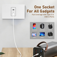 Prise murale de charge multi-ports JINMAI F6E USB-A + Type-C |   Courant nominal de 1,5 A |   Classement IP22 |   Câble de 1,8 m |   Prise électrique