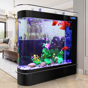 Réservoir d'<span class=keywords><strong>aquarium</strong></span> en verre de 80-180cm en forme de U de conception moderne, paysage aquatique écologique pour hôtel/bureau/maison, vente en gros d'usine personnalisée - Product Image 1