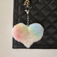 Mini Pompons en Peluche Arc-en-ciel Kawaii à la Mode, Mignons Pompons Léopard Papillon, Pompons Cœur, Jouets en Peluche, Porte-clés, Accessoire de Sac, Doux