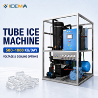 Máquina de Hielo en Tubo de 500kg-1000kg/Día, 220V 60Hz, Enfriada por Aire y Agua, Máquina Industrial de Hielo Cristalino para Negocios de Hielo en Filipinas