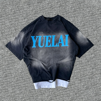 T-shirt décontracté surdimensionné pour homme avec logo personnalisé, style vintage délavé à l'acide, impression DTG, ourlet vieilli, tendance streetwear