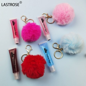 2025 vente en gros 13 saveurs boule de <span class=keywords><strong>fourrure</strong></span> huiles pour les lèvres hydratantes 15ml végétalien lèvre repulpant huile porte-clés clair brillant à lèvres marque privée - Product Image 6