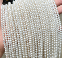 Perles d'eau douce naturelles blanches rondes de 3 mm, perles en vrac, accessoires de bijoux DIY, matériaux, vente en gros d'usine