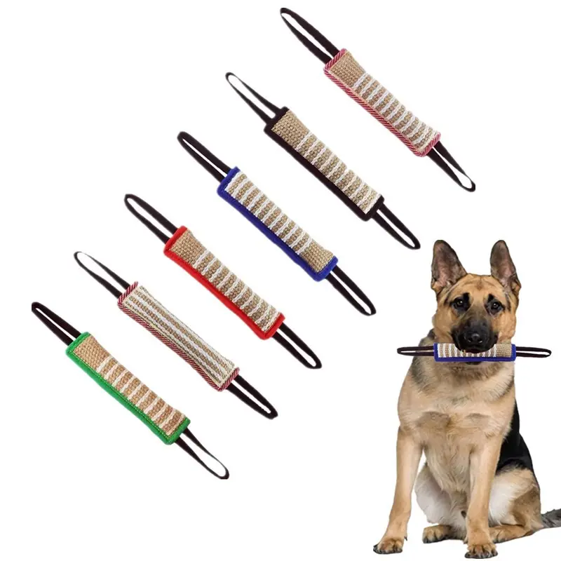 2023 serapilheira Dog Training Grosseiro Cânhamo Mordida Vara e Dente Moagem Mordida de cão Tug Training Supplies molar brinquedo interativo