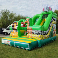 Structures gonflables Fiveflowers pour fêtes, animaux du zoo, château gonflable avec toboggan, aire de jeux pour l'extérieur