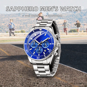 Orologio Cronografo Analogico al Quarzo da Uomo <span class=keywords><strong>SAPPHERO</strong></span>, Impermeabile 50M, Cinturino in Acrilico 42mm, Elegante e Sportivo, Regalo Classico per Uomo - Product Image 2
