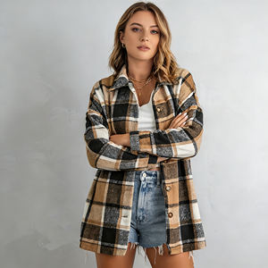 Offre Spéciale sur Temu : Shacket Oversize en Crochet Uni Brossé à Bouton Unique 2026 pour les Escapades du Week-end et le Style Urbain - Product Image 1