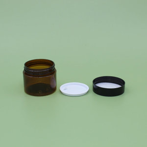 <strong>Wholesale</strong> Empty <strong>Amber</strong> PET Plastic Single Wall <strong>Jar</strong> with Black Screw Lids in Stock - Product Image 5