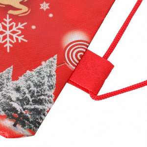 Bolsa de Tela No Tejida con Cordón y Estampado Digital de Papá Noel y Reno, con Logotipo Personalizado, para Regalo Promocional, Mochila con Cordón Navideña - Product Image 4