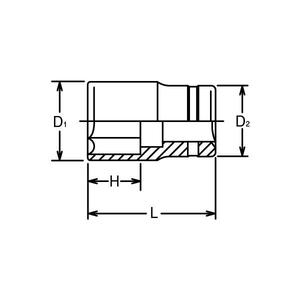 KOKEN - 13401A-5/16 Douille à paroi mince 3/8 ''Impact inch-DOUILLES ET ACCESSOIRES IMPACT EAN 4991644345533 - Product Image 2