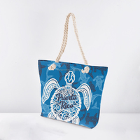 Personnalisation du motif du nom du pays Sac souvenir Grand sac à bandoulière avec poignée en corde Tortue de Porto Rico Sac de voyage en toile