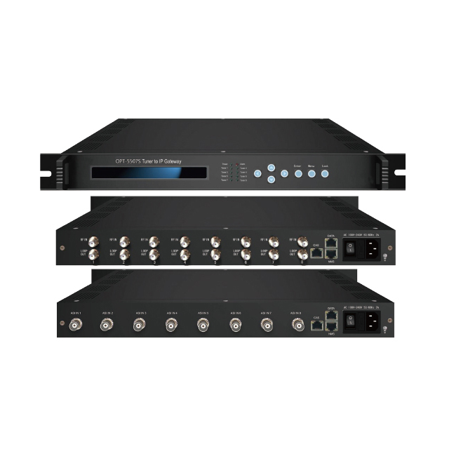 8 Tuner DVB-S2/DVB-T2 with 2 ASI Input Satellite Tv Multiplexer