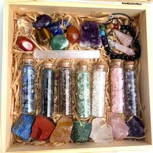 Piedras de Chakras personalizadas, cristal con caja curativa, conjunto de cristal de meditación para curación, 7 Chakras, venta al por mayor