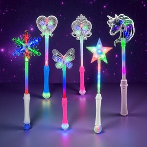 Varita Luminosa con Forma de Copo de Nieve para Niños, Varita Mágica de Hada Navideña, Luces LED para Fiestas de Navidad, Disfraces, Regalos Navideños para Niñas - Product Image 1